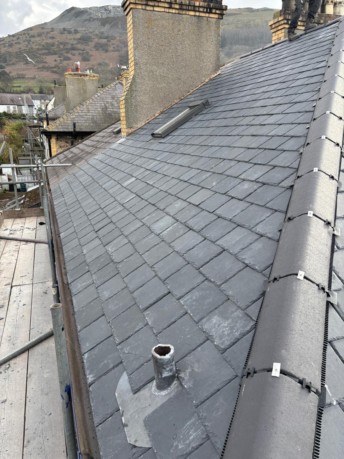 Skylight installed in a re-slated pitched roof in Gwynedd